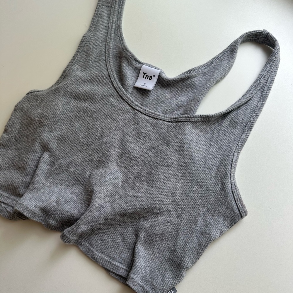 TNA Heather Gray Ribbed Crop Top